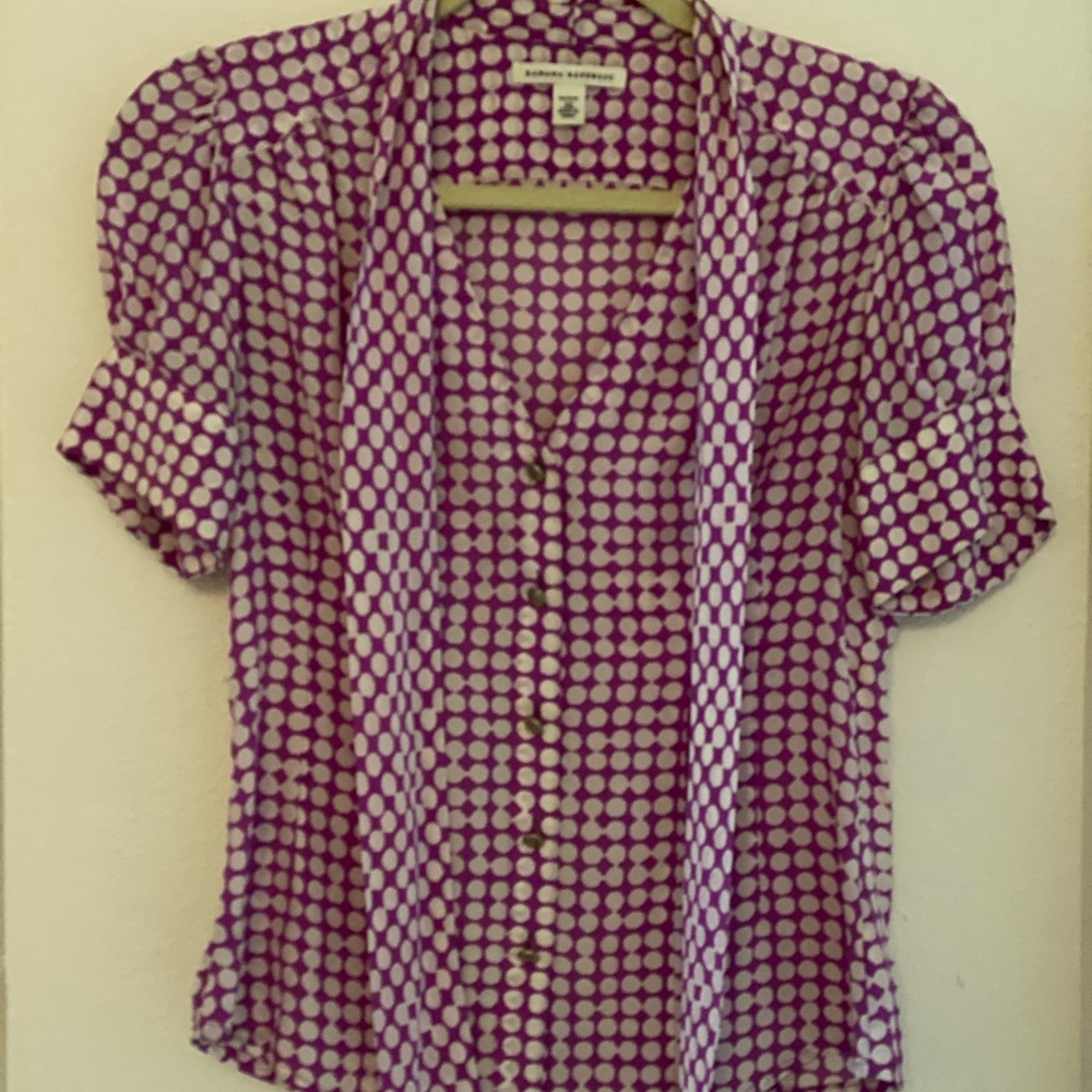 Polka dot neck tie blouse